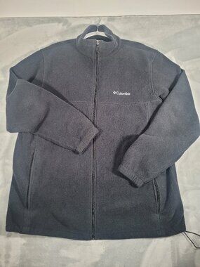 Columbia Jacket Men's XLT Tall Black Full Zip Pockets Outdoor Hiking Fleece